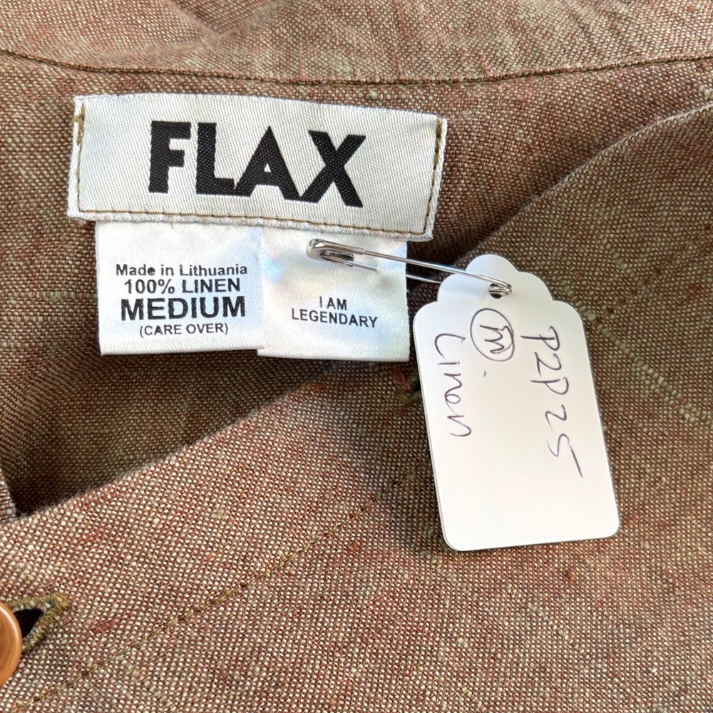 Flax Brown Button Down Shirt Medium - image 7